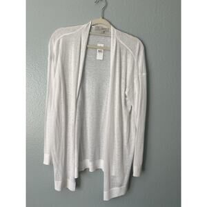 Ann Taylor Loft Sheer Open Cardigan In White Size M